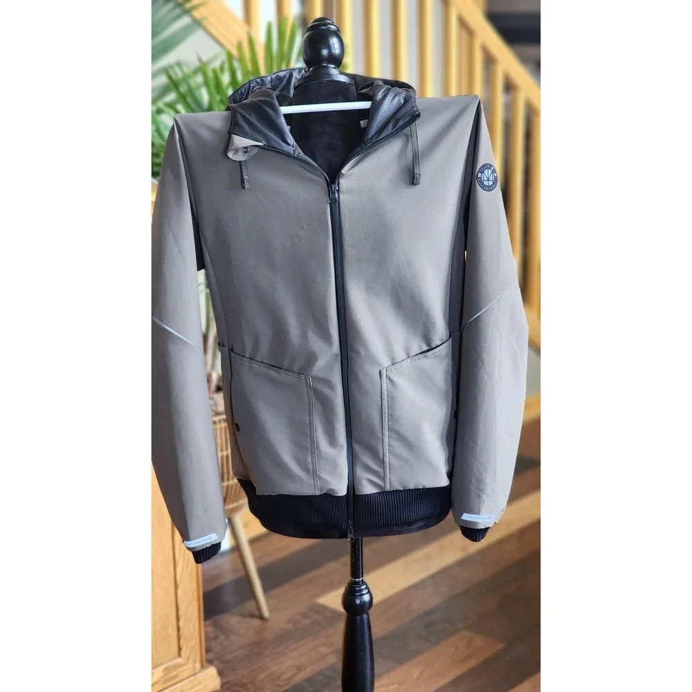 Sustain Homicreations Jacket The Hood Sz Lg Khaki Green Zip Up Hooded Face Cover